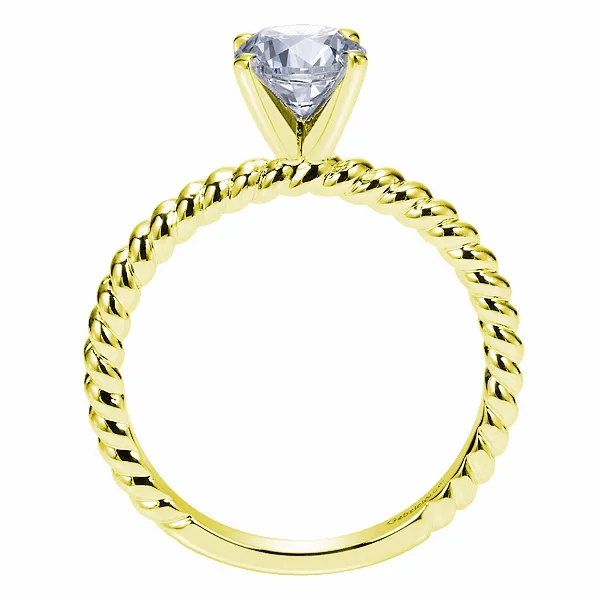 Yellow 14K Twisted Rope Solitaire Semi Mount Engagement Ring Image 2 Texas Gold Connection Greenville, TX