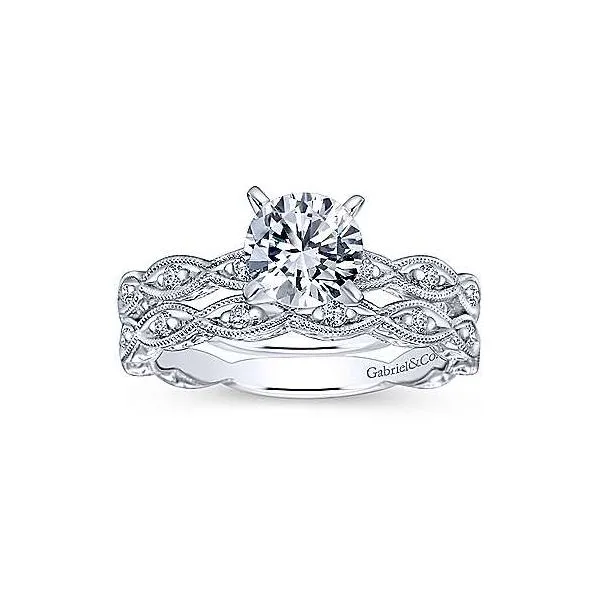 Vintage Inspired 14K White Gold Round Diamond Engagement Ring Image 3 Texas Gold Connection Greenville, TX