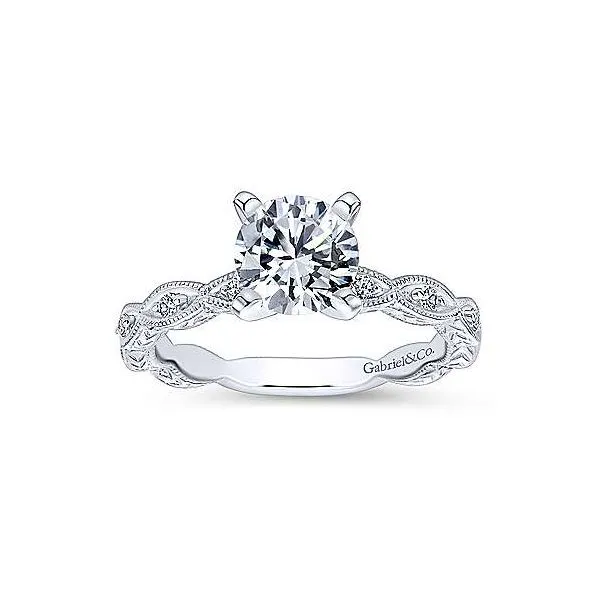 Vintage Inspired 14K White Gold Round Diamond Engagement Ring Image 4 Texas Gold Connection Greenville, TX