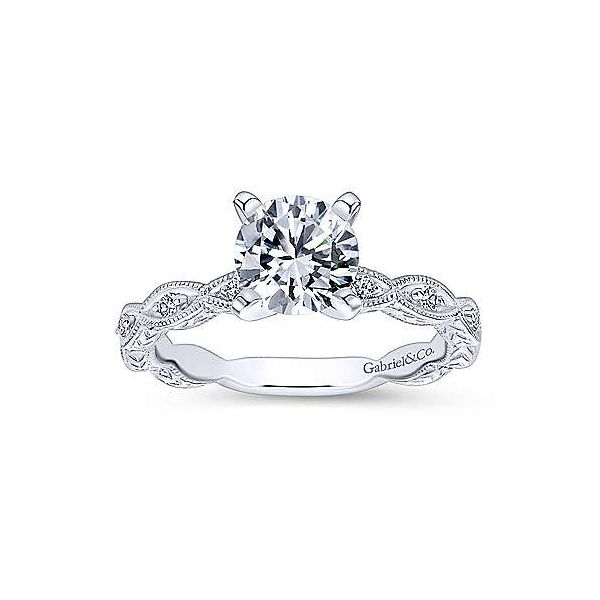 Vintage Inspired 14K White Gold Round Diamond Engagement Ring Image 5 Texas Gold Connection Greenville, TX