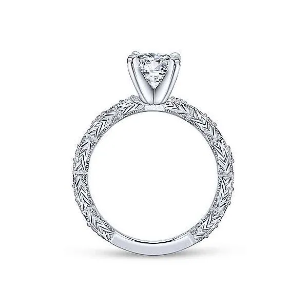 Vintage Inspired 14K White Gold Round Diamond Engagement Ring Image 5 Texas Gold Connection Greenville, TX