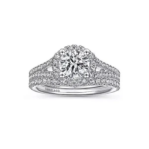 14K White Gold Round Halo Diamond Engagement Ring Image 3 Texas Gold Connection Greenville, TX