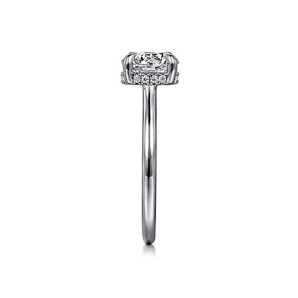 14K White Gold Round Halo Diamond Engagement Ring Image 3 Texas Gold Connection Greenville, TX
