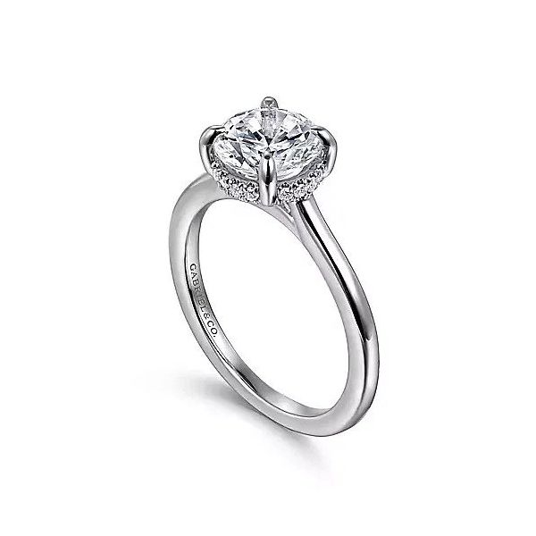 14K White Gold Round Halo Diamond Engagement Ring Image 5 Texas Gold Connection Greenville, TX
