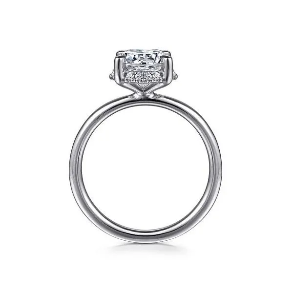 Seattle - 14K White Gold Round Hidden Halo Diamond and 1 7mm Plain Shank *Setting only, center stone not included Image 2 Texas Gold Connection Greenville, TX