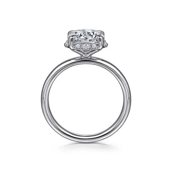 Symphony - 14K White Gold Round Hidden Halo Diamond and 2 2mm Plain Shank *Setting only, center stone not included Image 2 Texas Gold Connection Greenville, TX