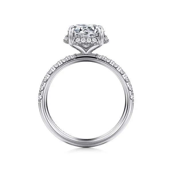 Talisa - 14K White Gold Round Hidden Halo Diamond and 2 2mm Shank 1 2 way around pave Shank *Setting only, center stone not included Image 2 Texas Gold Connection Greenville, TX