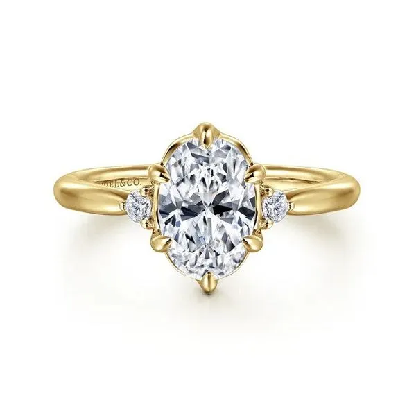 Blaise - 14K Yellow Gold 6 Prong Oval Three Stone 0.09Tw Diamond Engagement Ring *SETTING ONLY - CENTER STONE NOT INCLUDED* Texas Gold Connection greenville, TX