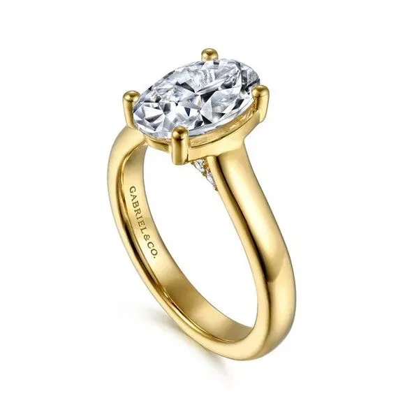 Villa - 14K Yellow Gold Half Bezel Oval 0.10Tw Diamond Engagement Ring *SETTING ONLY - CENTER STONE NOT INCLUDED* Image 2 Texas Gold Connection greenville, TX