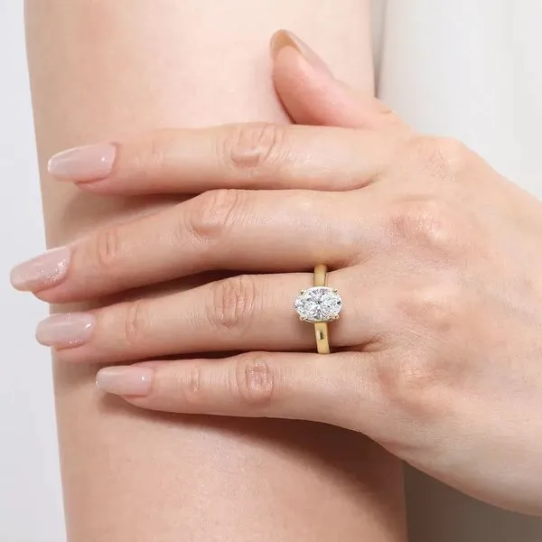 Villa - 14K Yellow Gold Half Bezel Oval 0.10Tw Diamond Engagement Ring *SETTING ONLY - CENTER STONE NOT INCLUDED* Image 4 Texas Gold Connection greenville, TX