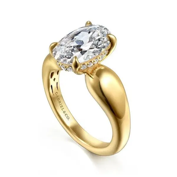 Raven - 14K Yellow Gold Oval 0.10Tw Diamond Engagement Ring *SETTING ONLY - CENTER STONE NOT INCLUDED* Image 2 Texas Gold Connection greenville, TX