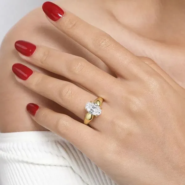 Raven - 14K Yellow Gold Oval 0.10Tw Diamond Engagement Ring *SETTING ONLY - CENTER STONE NOT INCLUDED* Image 4 Texas Gold Connection greenville, TX