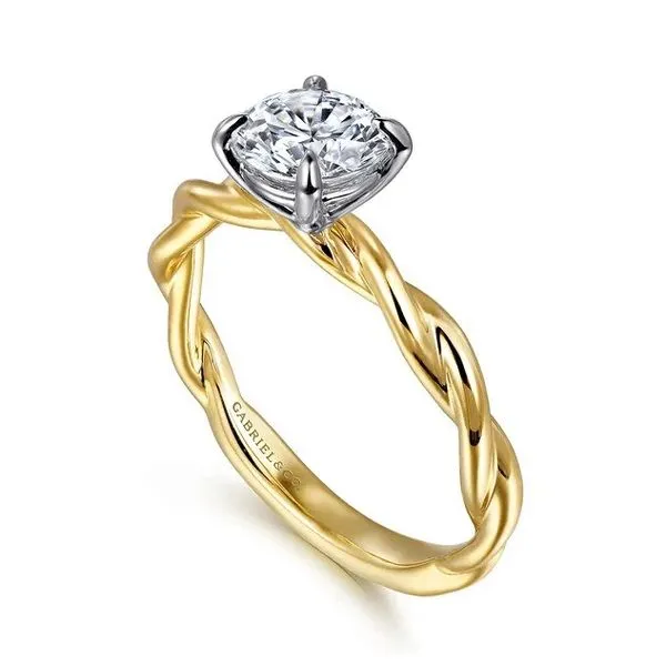 Emersin - 14K White-Yellow Gold Twisted Round Diamond Engagement Ring *SETTING ONLY - CENTER STONE NOT INCLUDED* Image 3 Texas Gold Connection greenville, TX
