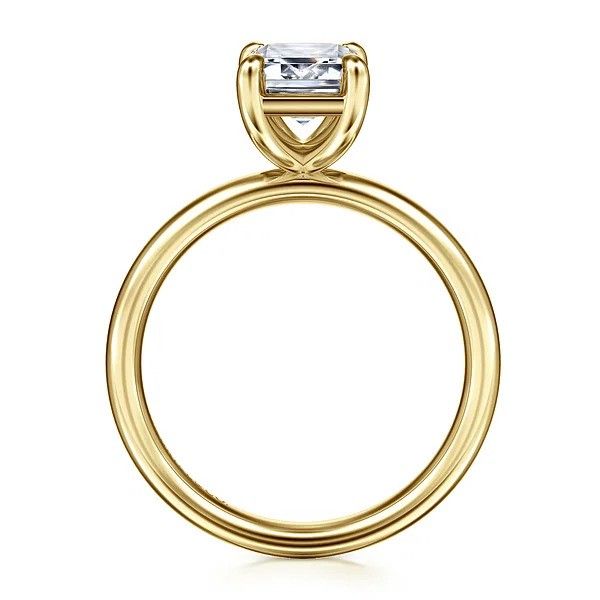 Unite - 14K Yellow Gold Emerald Cut Plain Head and 2 2mm Plain Shank *Setting only, center stone not included Image 2 Texas Gold Connection greenville, TX