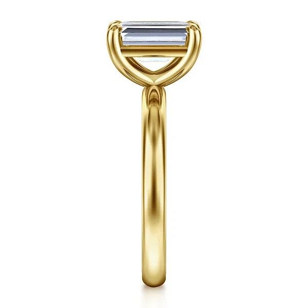 Unite - 14K Yellow Gold Emerald Cut Plain Head and 2 2mm Plain Shank *Setting only, center stone not included Image 3 Texas Gold Connection greenville, TX