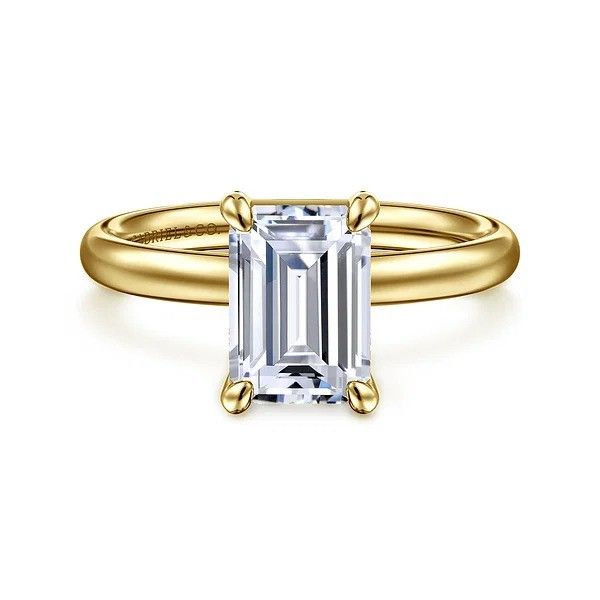 Unite - 14K Yellow Gold Emerald Cut Plain Head and 2 2mm Plain Shank *Setting only, center stone not included Texas Gold Connection greenville, TX