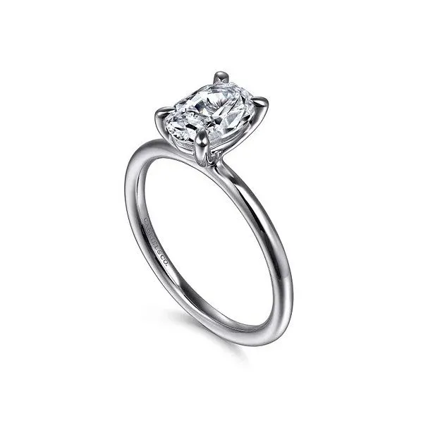 Tiana - 14K White Gold Oval Plain Head and 1 7mm Plain Shank *Setting only, center stone not included Image 2 Texas Gold Connection greenville, TX