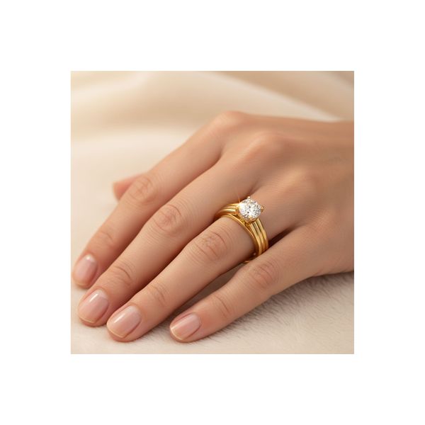 14K Yellow Gold Wide Ring Mounting With 0.04Twt Diamond Hidden Halo Image 3 Texas Gold Connection greenville, TX