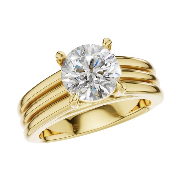 14K Yellow Gold Wide Ring Mounting With 0.04Twt Diamond Hidden Halo Texas Gold Connection greenville, TX