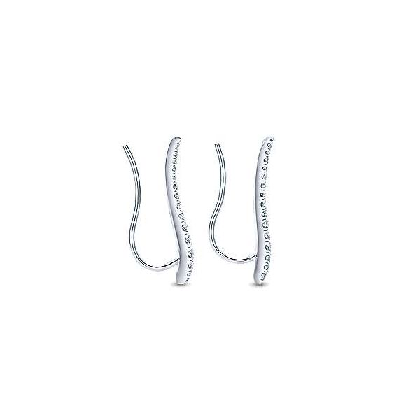 14K White Gold Curving Tapered Diamond Ear Climber Earrings Image 2 Texas Gold Connection Greenville, TX