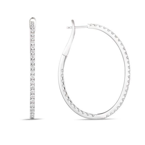 14k White Gold Hoop Earrings with 1 1/2 ct Round Diamonds Texas Gold Connection Greenville, TX