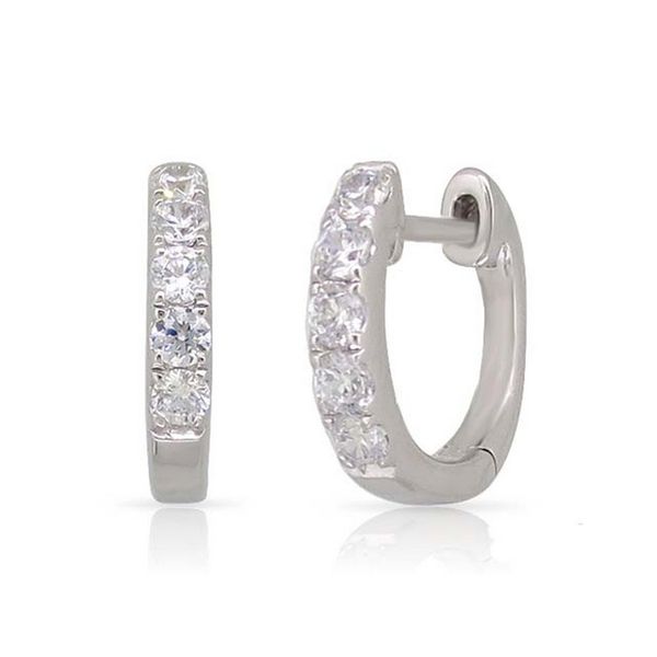 Ladies 14K White Gold Small Diamond Hoop Earrings Texas Gold Connection Greenville, TX