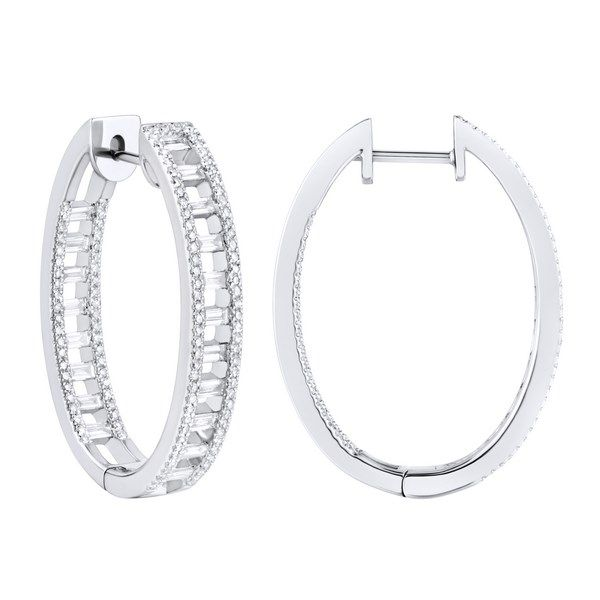 Lady's 14K White Gold Diamond Hoop Earrings Texas Gold Connection Greenville, TX