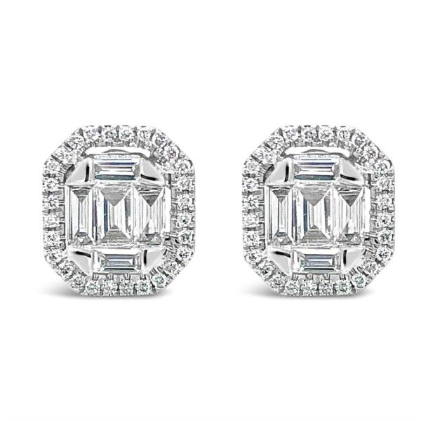 14K White Gold Diamond Halo Stud Earrings Texas Gold Connection Greenville, TX