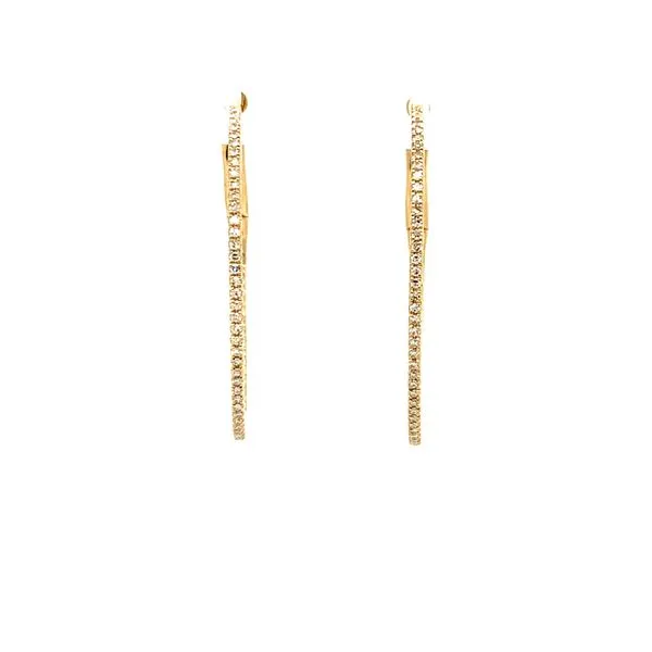 Lady's 14K Yellow Gold Hoop Earrings with 1/3 ct Round Diamonds Texas Gold Connection Greenville, TX