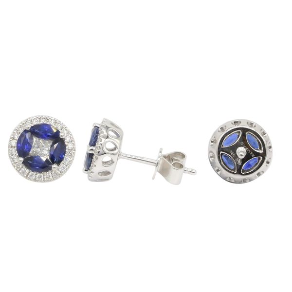 Lady's 14K White Gold Diamond and Sapphire Earrings Image 2 Texas Gold Connection Greenville, TX