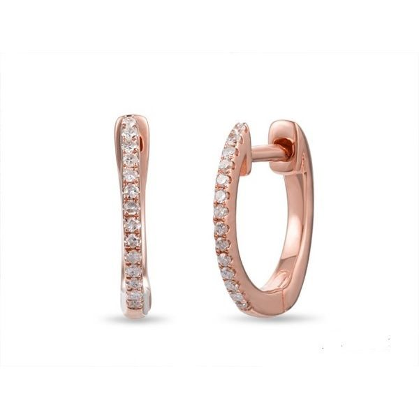 Lady's 14K Rose Gold Diamond Huggie Earrings Texas Gold Connection Greenville, TX