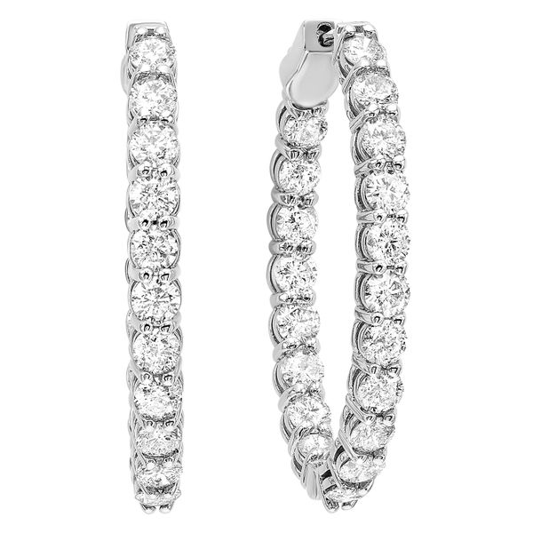 Lady's 14K White Gold Hoop In-Out Earrings With 1.00Tw Round Diamonds Texas Gold Connection Greenville, TX