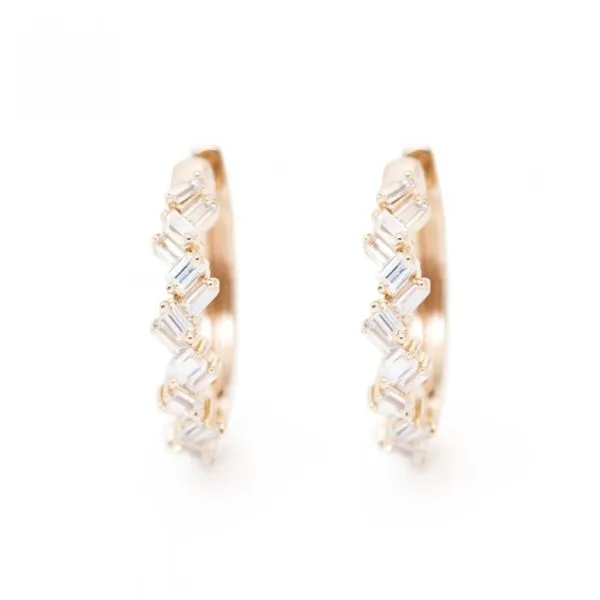 Scattered Baguette Hoop Earrings (Petite) Image 3 Texas Gold Connection Greenville, TX