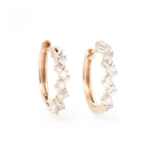 Scattered Baguette Hoop Earrings (Petite) Texas Gold Connection Greenville, TX