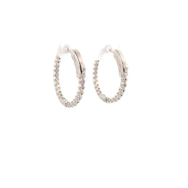 14K White Gold Diamond Hoop Earrings Image 2 Texas Gold Connection Greenville, TX