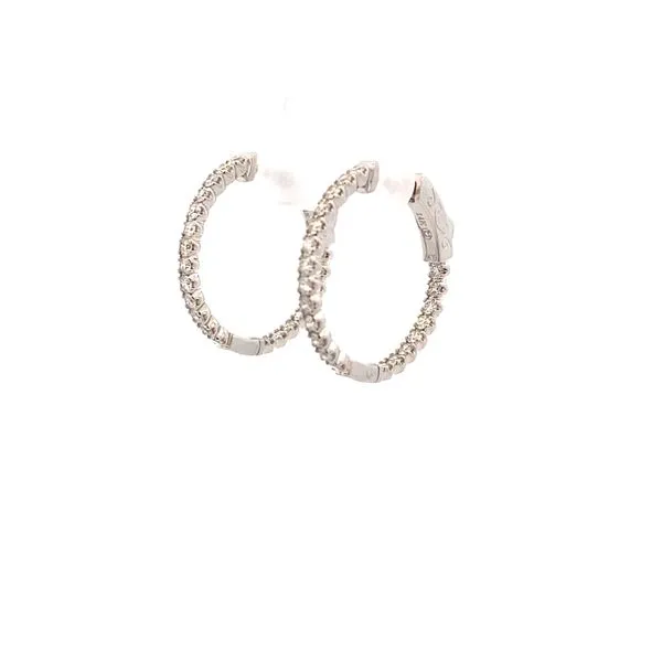 14K White Gold Diamond Hoop Earrings Image 3 Texas Gold Connection Greenville, TX