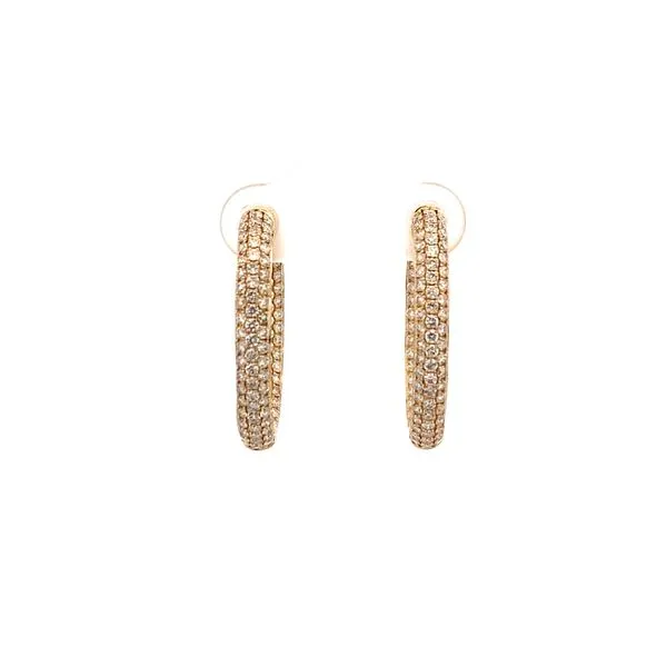14K Yellow Gold Diamond Hoop Earrings Texas Gold Connection Greenville, TX