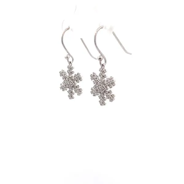 14K White Gold Snowflake Earrings with 0.51Tw Diamonds Image 2 Texas Gold Connection Greenville, TX