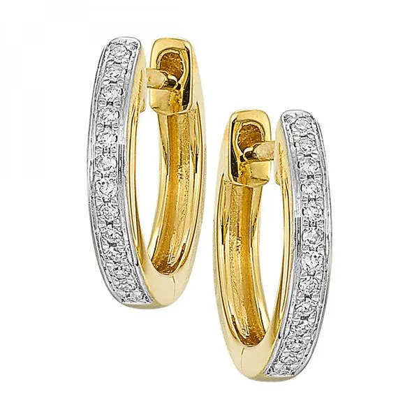 14K Yellow Gold Diamond Hoop Earrings Texas Gold Connection Greenville, TX