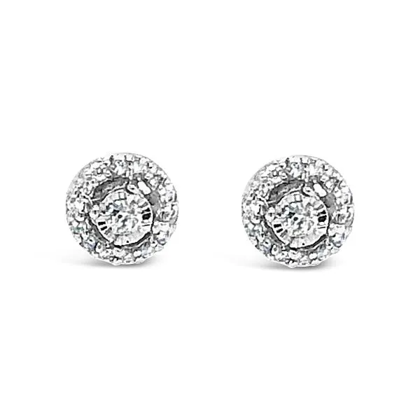 Diamond Solitaire Starburst Stud Earrings In 14k White Gold Texas Gold Connection Greenville, TX