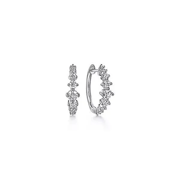 14K White Gold Graduating Diamond Huggie Earrings Texas Gold Connection Greenville, TX