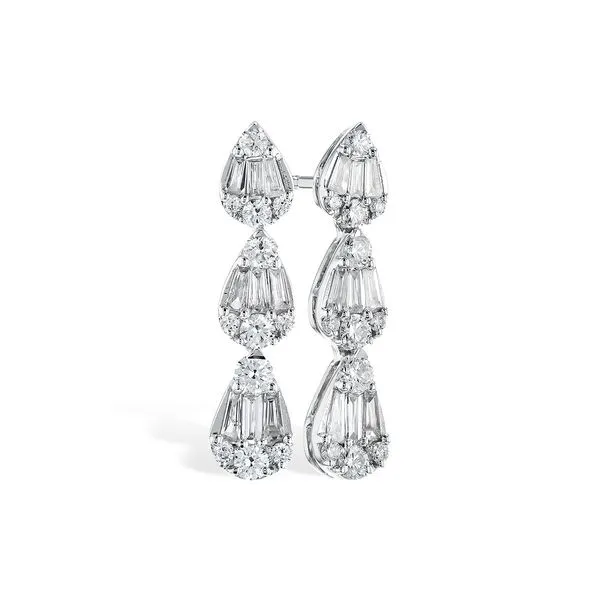 Lady's White 14K Drop Earrings With 0.29Tw Baguette Diamonds And 0.51Tw Round Diamonds Texas Gold Connection Greenville, TX