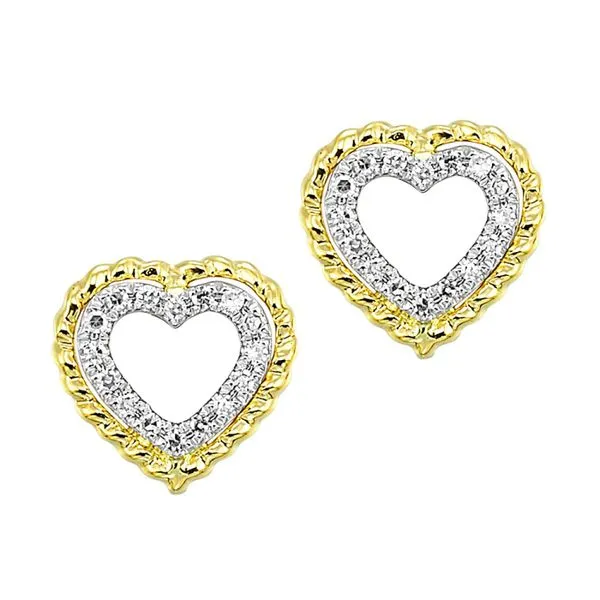 Lady's Yellow 14K Stud Heart Shaped Earrings With 0.05Tw Diamonds Texas Gold Connection Greenville, TX