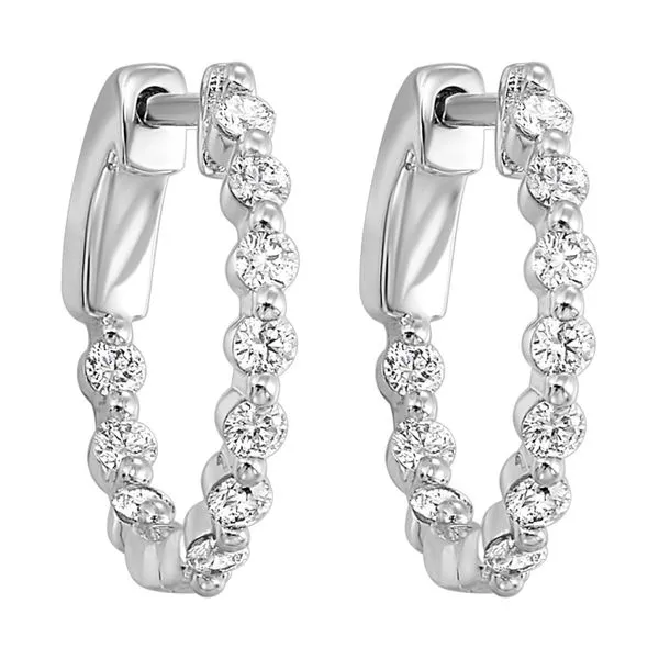 Lady's White 14K Hoop Earrings With 0.50Tw Diamonds Texas Gold Connection Greenville, TX