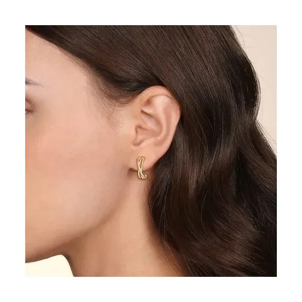 14K Yellow Gold Diamond Bujukan J Earrings Image 2 Texas Gold Connection greenville, TX