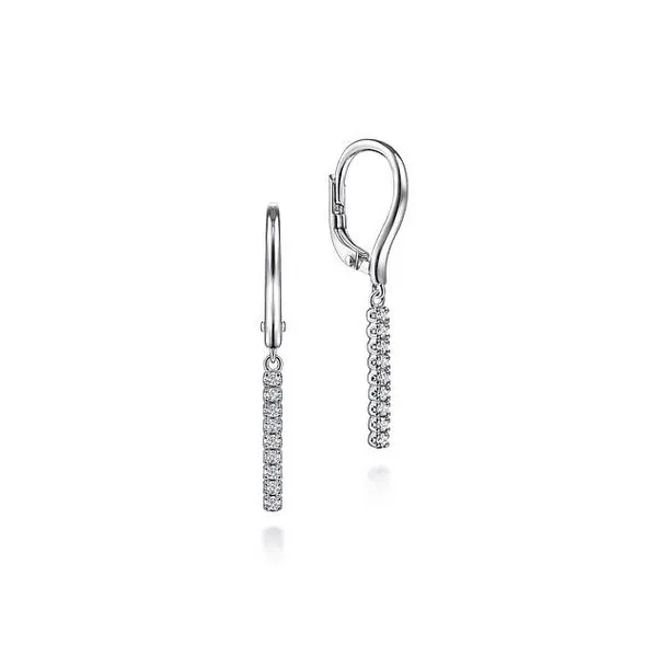 14K White Gold 0.11Tw Diamond Bar Drop Leverback Earrings Texas Gold Connection greenville, TX