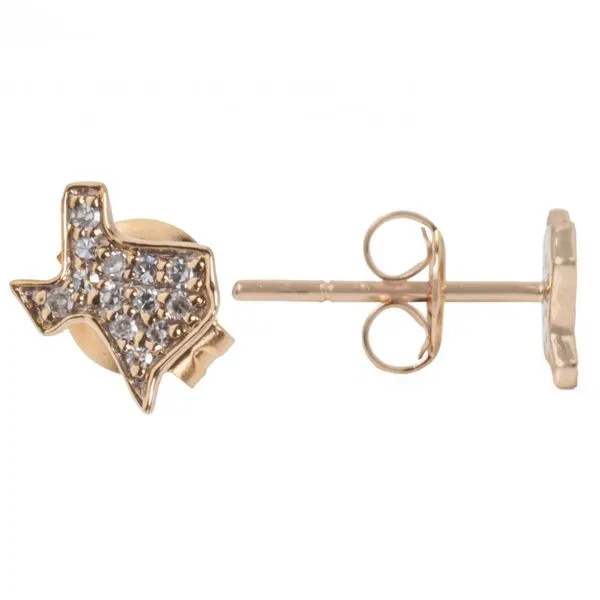 14K Yellow Gold Texas Earrings with 0.08ct Diamonds Image 2 Texas Gold Connection greenville, TX