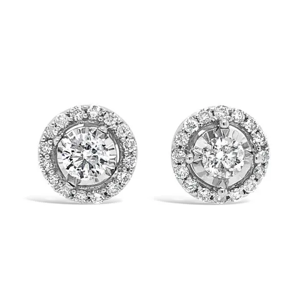 Diamond Solitaire Starburst Stud Earrings In 14k White Gold (1ctw) Texas Gold Connection greenville, TX