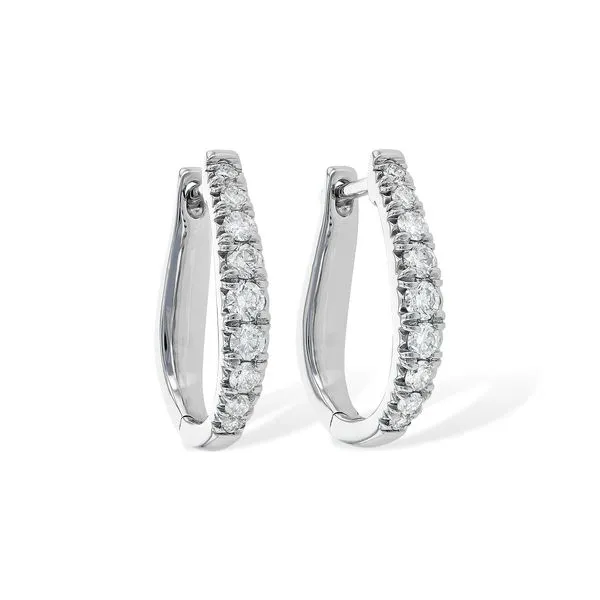 Lady's White 14K Hoop Earrings With = 0.50Tw Round Diamonds Texas Gold Connection greenville, TX