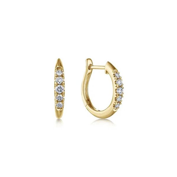14K Yellow Gold Classic Round 0.21Tw Diamond Huggie Earrings Texas Gold Connection greenville, TX